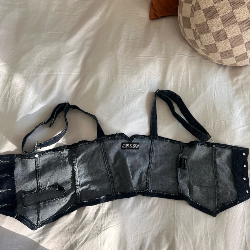 Dark Blue Denim Corset Top (M) - Picture 10 of 10